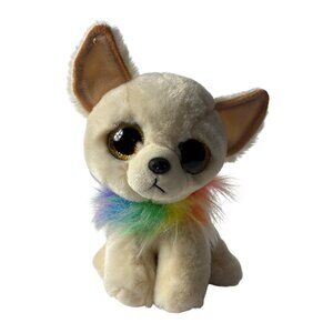 Ty Beanie Boos Chewey Chihuahua Plush Toy 7 inches Rainbow Gold Glitter Eyes
